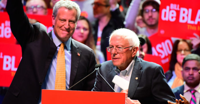 NYC Mayor Bill de Blasio Endorses Bernie Sanders for President