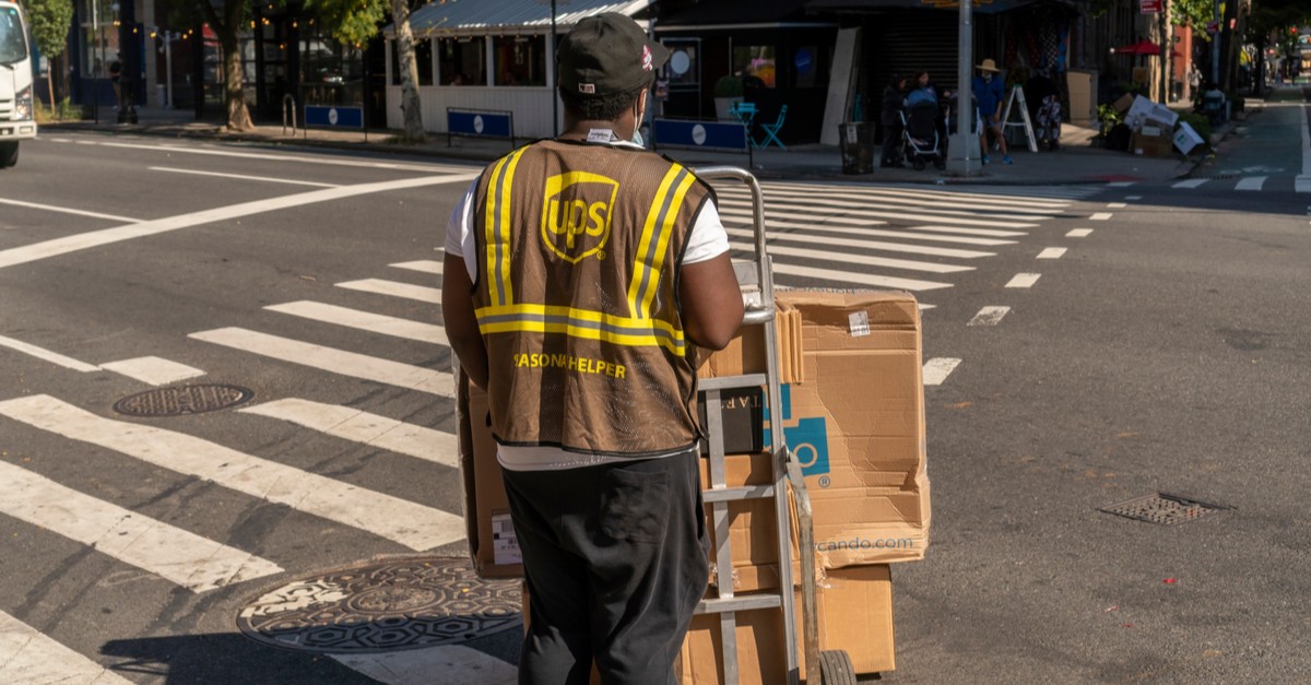 Seasonal worker from UPS in the Greenwich Village neighborhood
