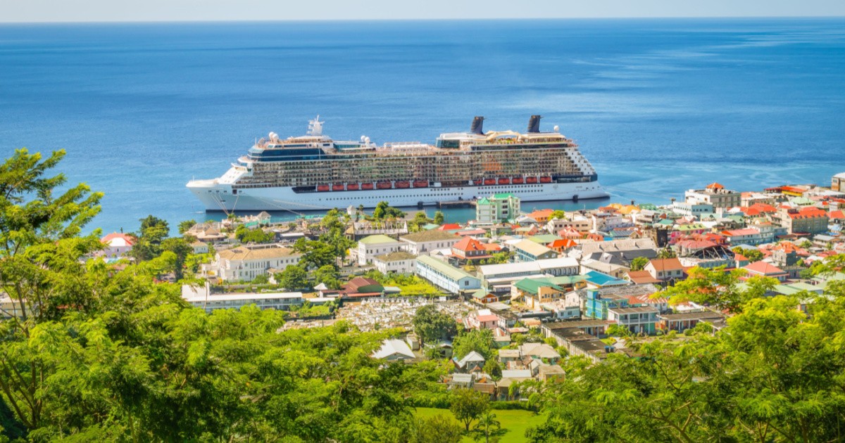Roseau, Dominica with cruise ship in the harbor-img