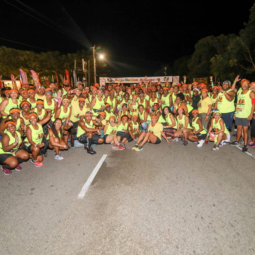 The Reggae Runnerz group at the Reggae Marathon in Negril, Jamaica