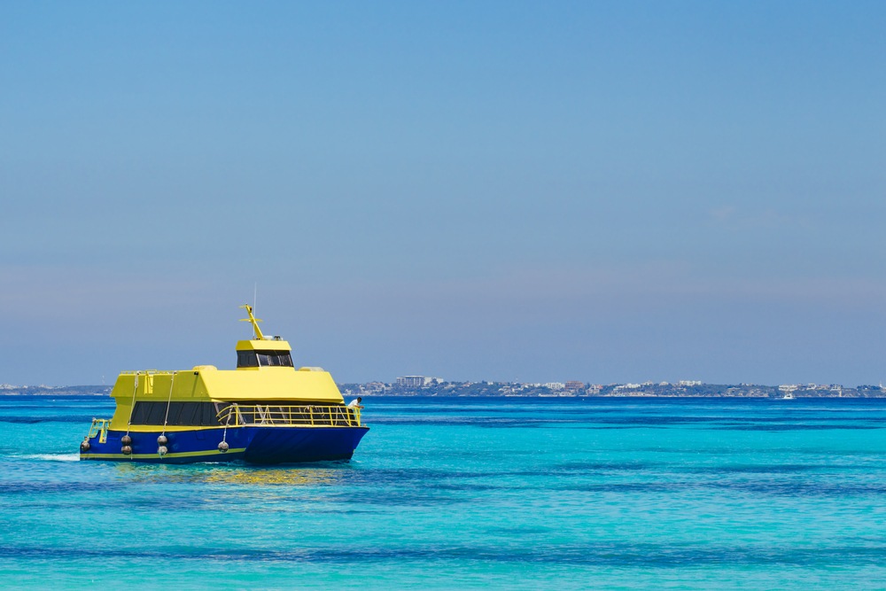 Yellow passenger ferry in the Caribbean Sea-img