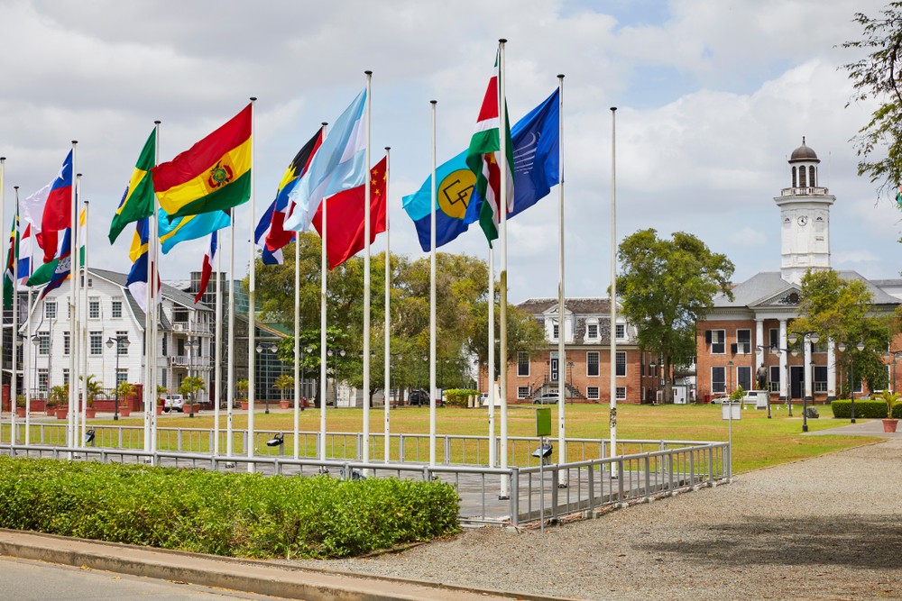 Independence Square with the flags of the Caribbean Community and Common Market-img (1)