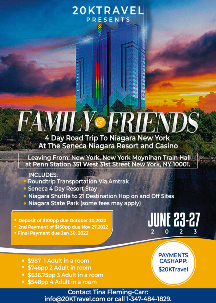 Family & Friends – 4 Day Road Trip to Niagara New York at The Seneca Niagara Resort and Casino