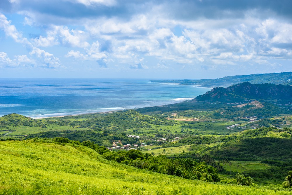 View from Cherry Tree Hill to tropical coast of caribbean island Barbados-img