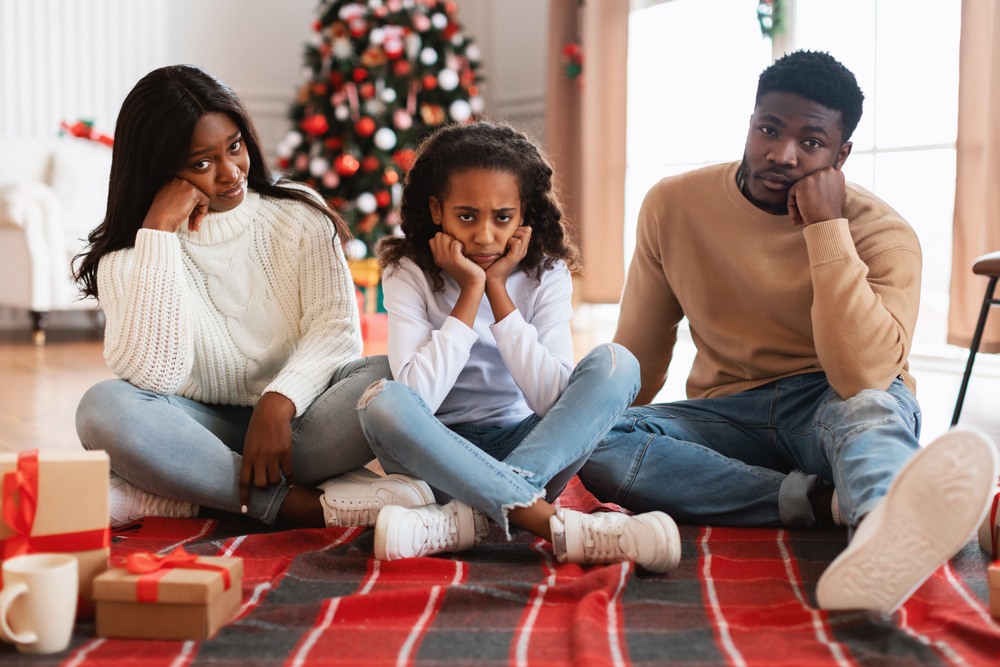black family disappointed with celebration or Christmas gifts-img