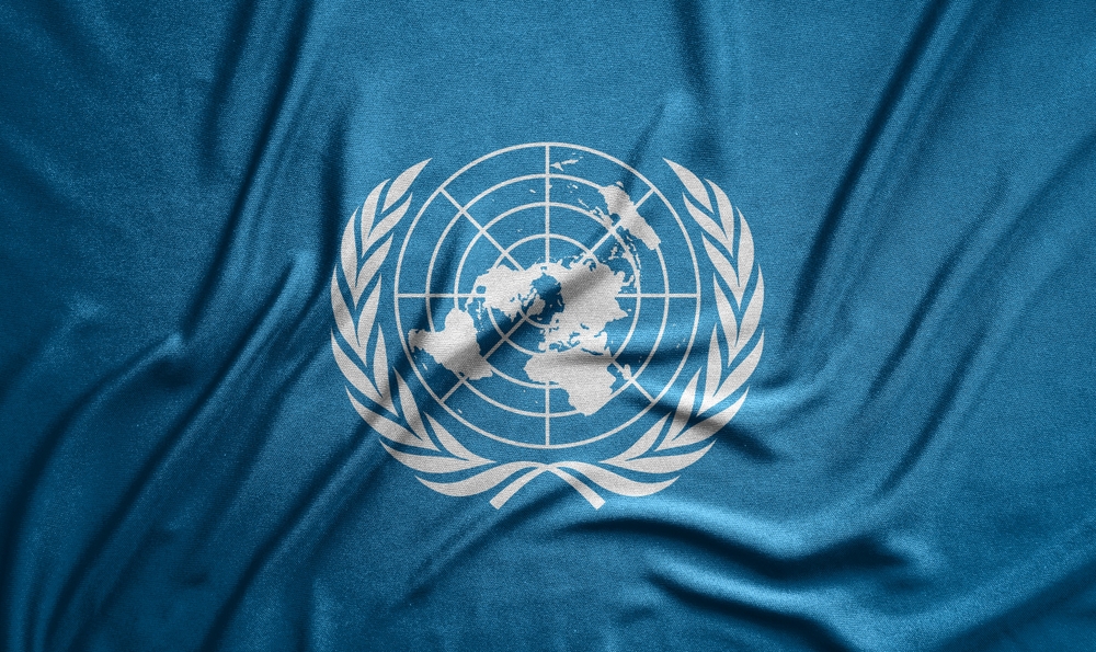 United,Nations,Flag,With,Un,Logo,-,Real,Fabric,Textured