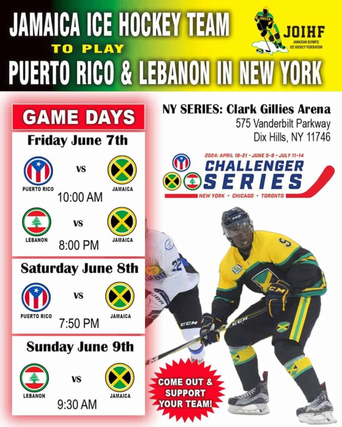 Jamaica Ice Hockey Team to Play Puerto Rico & Lebanon in New York