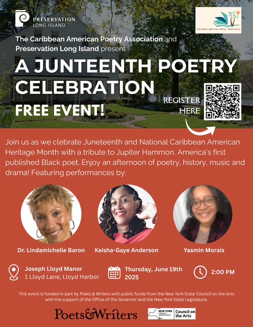 Juneteenth Open Mic Honoring Jupiter Hammon at Joseph Lloyd Manor in Lloyd Harbor: June 19, 2025