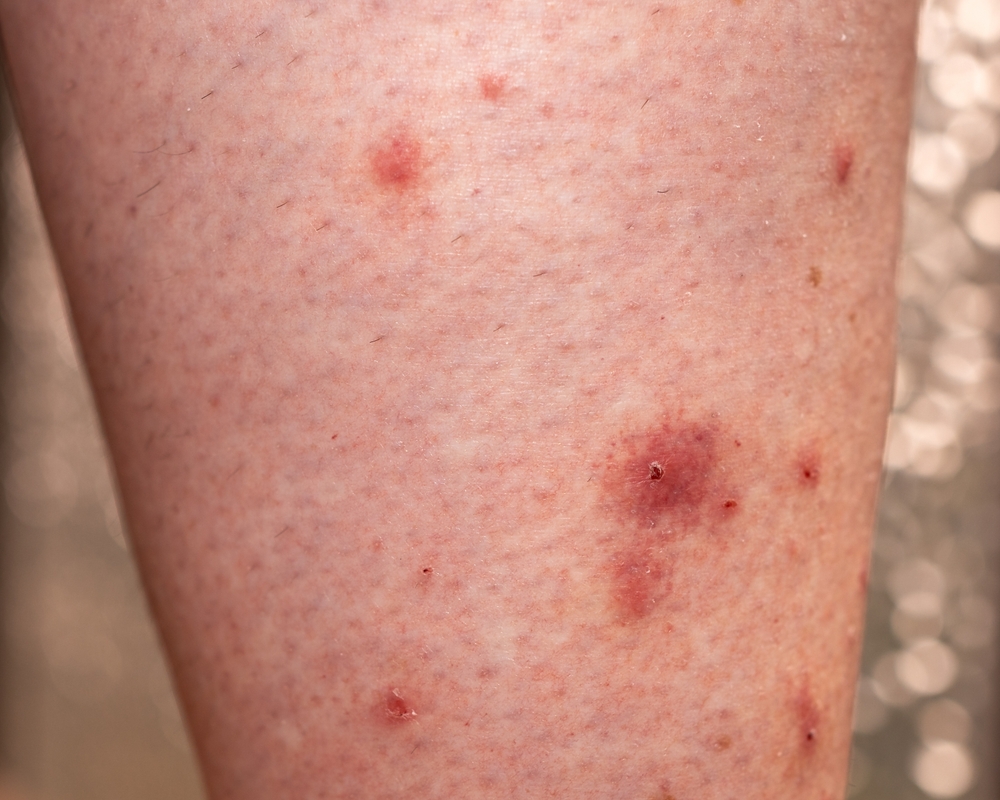 A,Woman's,Calf,Was,Bitten,By,Sand,Fleas