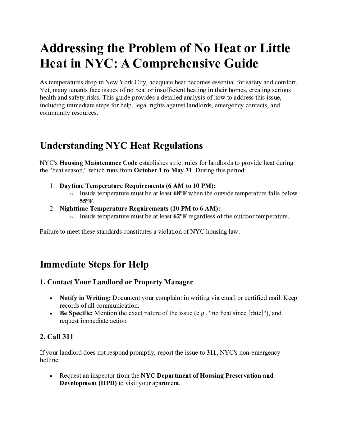 Addressing the Problem of No Heat or Little Heat in NYC_Guide